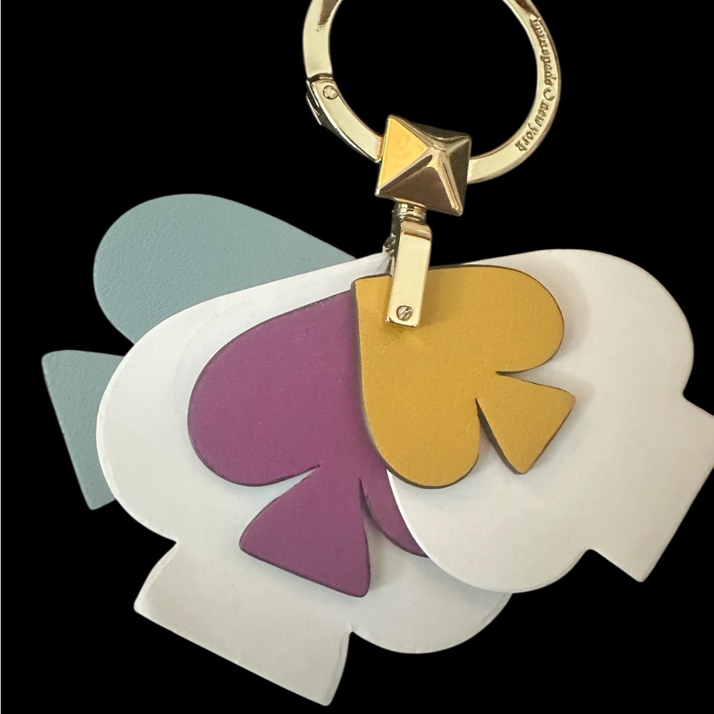 Kate Spade Heart Keychain & Bag Charm New W/ Gold, Burgundy & Blue Charms - Picture 13 of 13